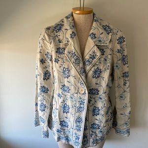 Vintage linen floral blazer